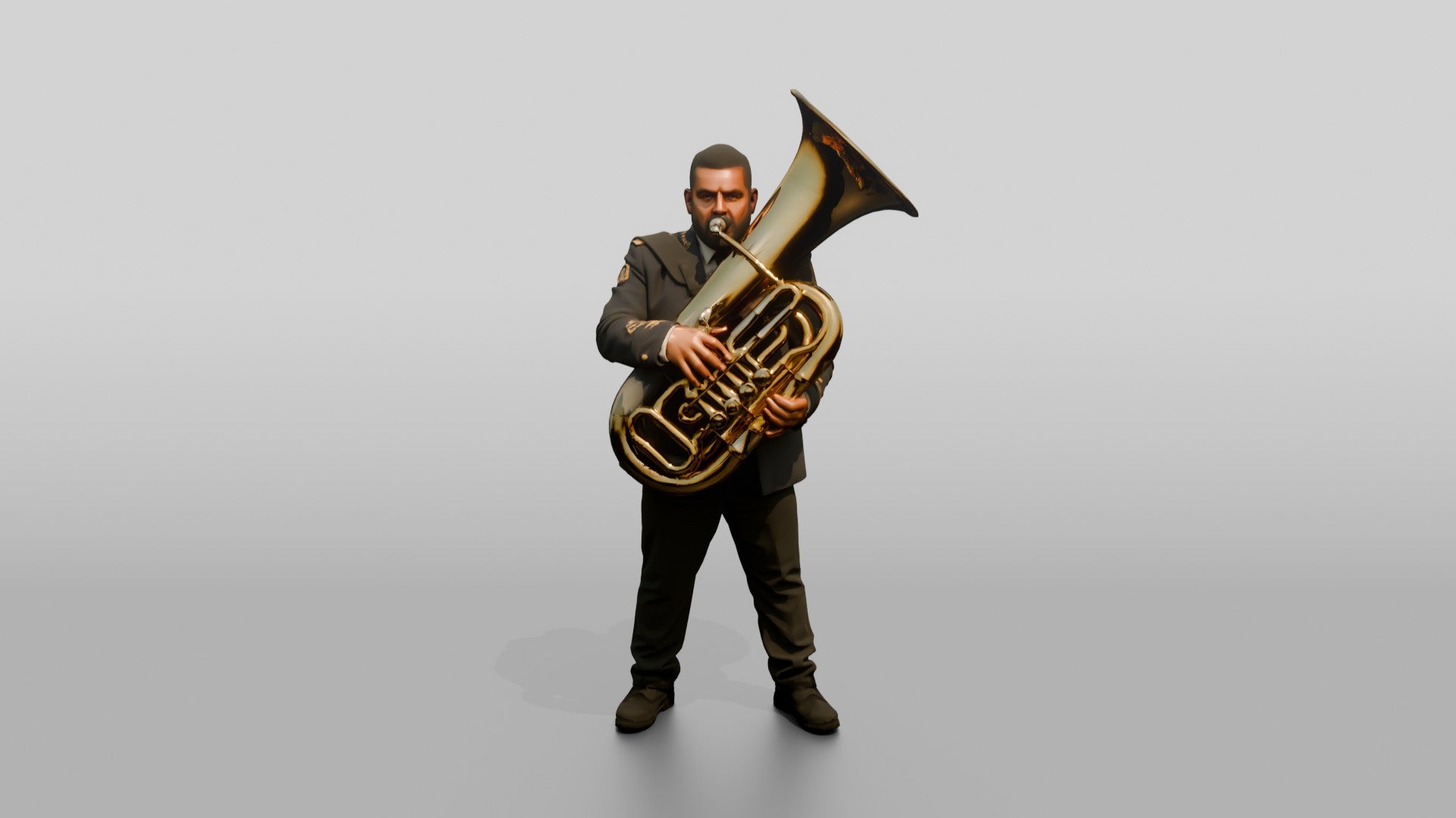 Tubist Carrying Brass Tuba