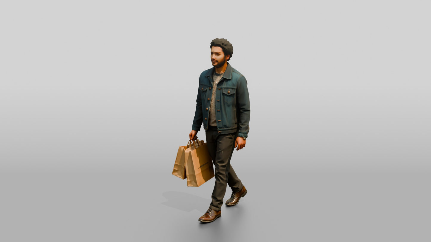 Afro-Latino Man in Casual Denim Jacket