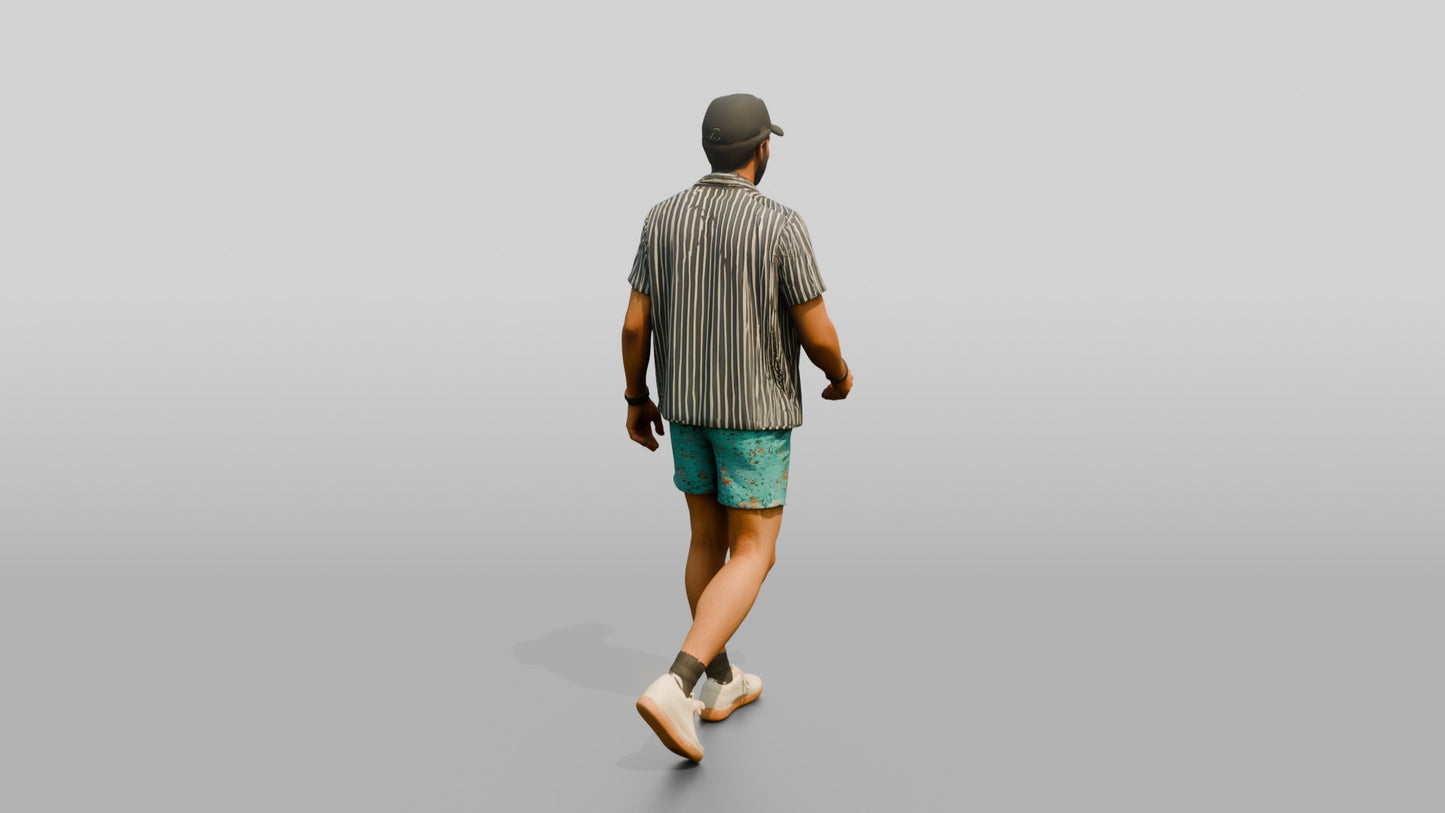 Multiracial Man Stepping Forward on the Boardwalk