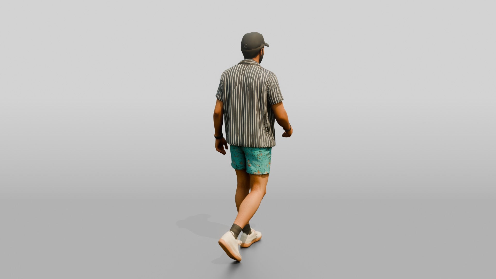 Multiracial Man Stepping Forward on the Boardwalk