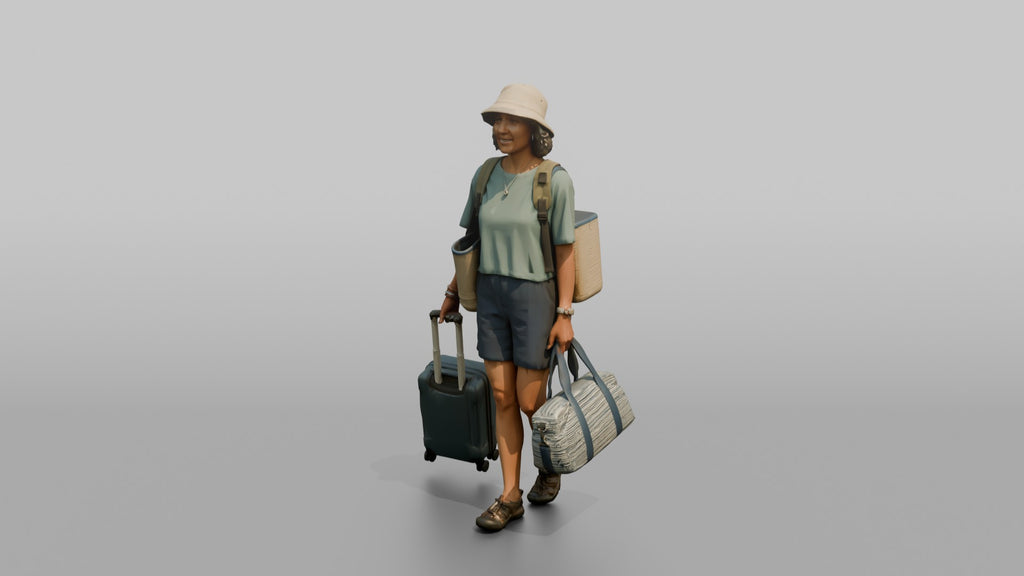 Traveler Carrying A Beach Bag