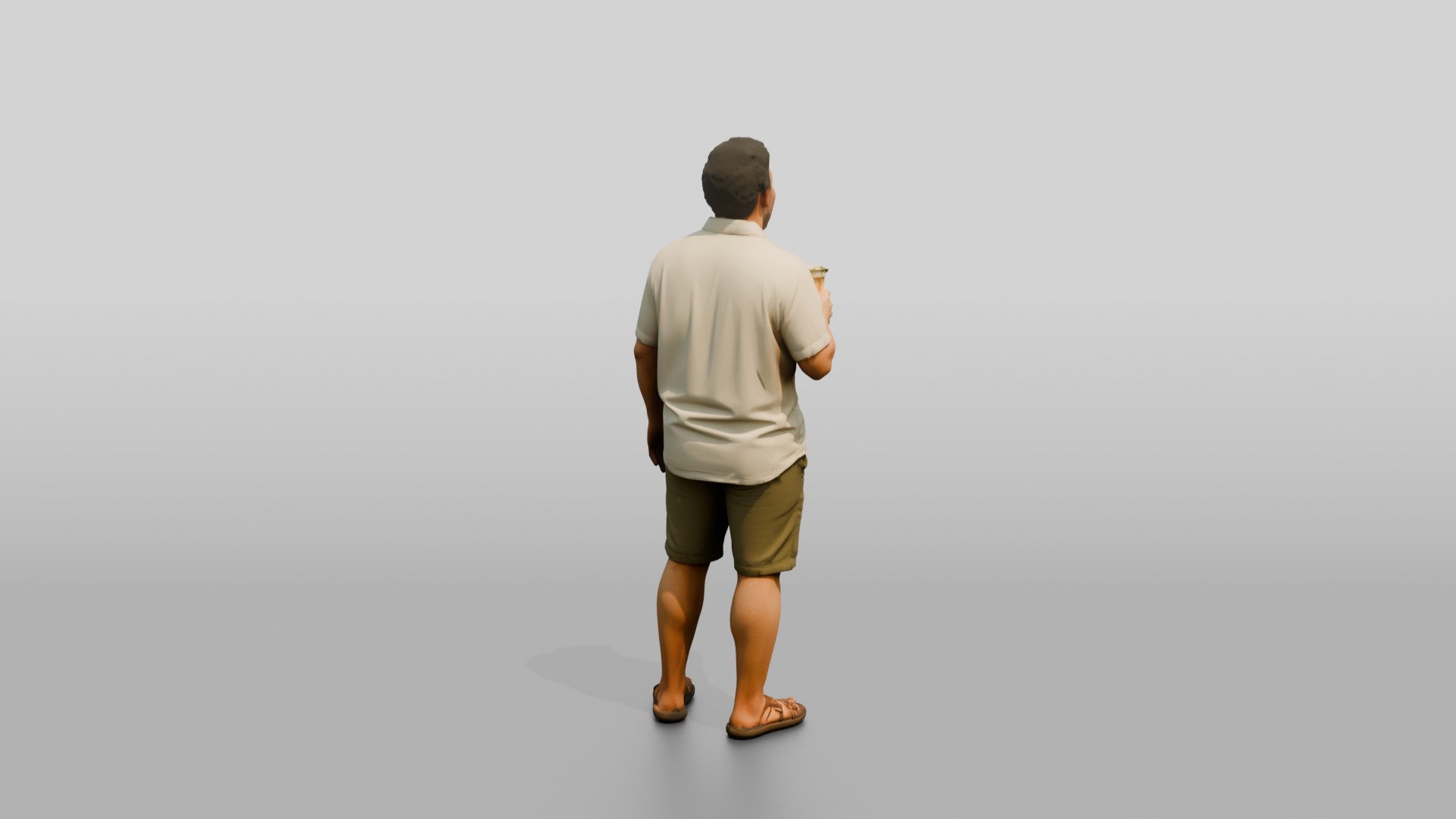Stocky Egyptian Man Laughing with a Cold Drink