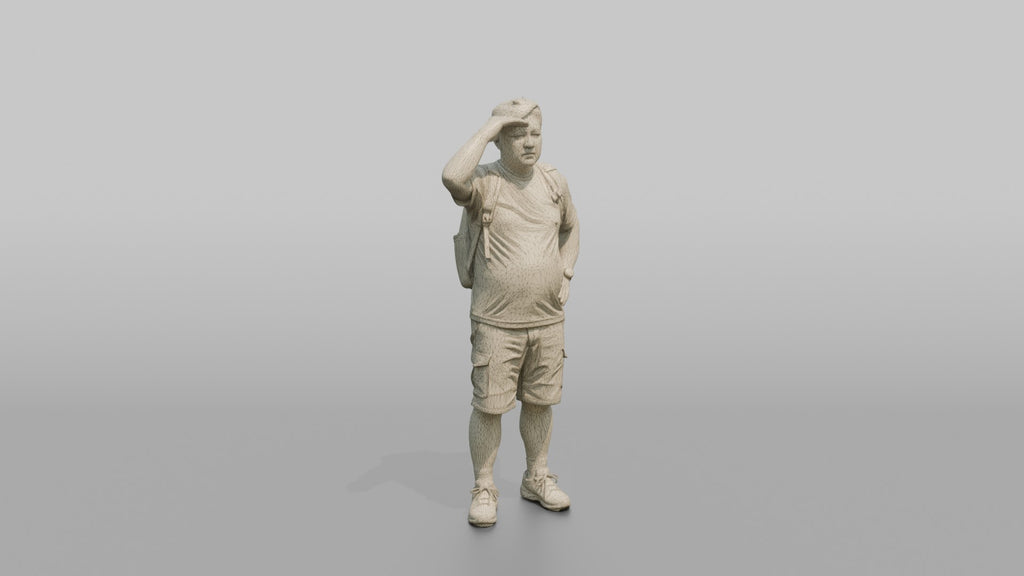 Hiker Shielding His Eyes from the Sun
