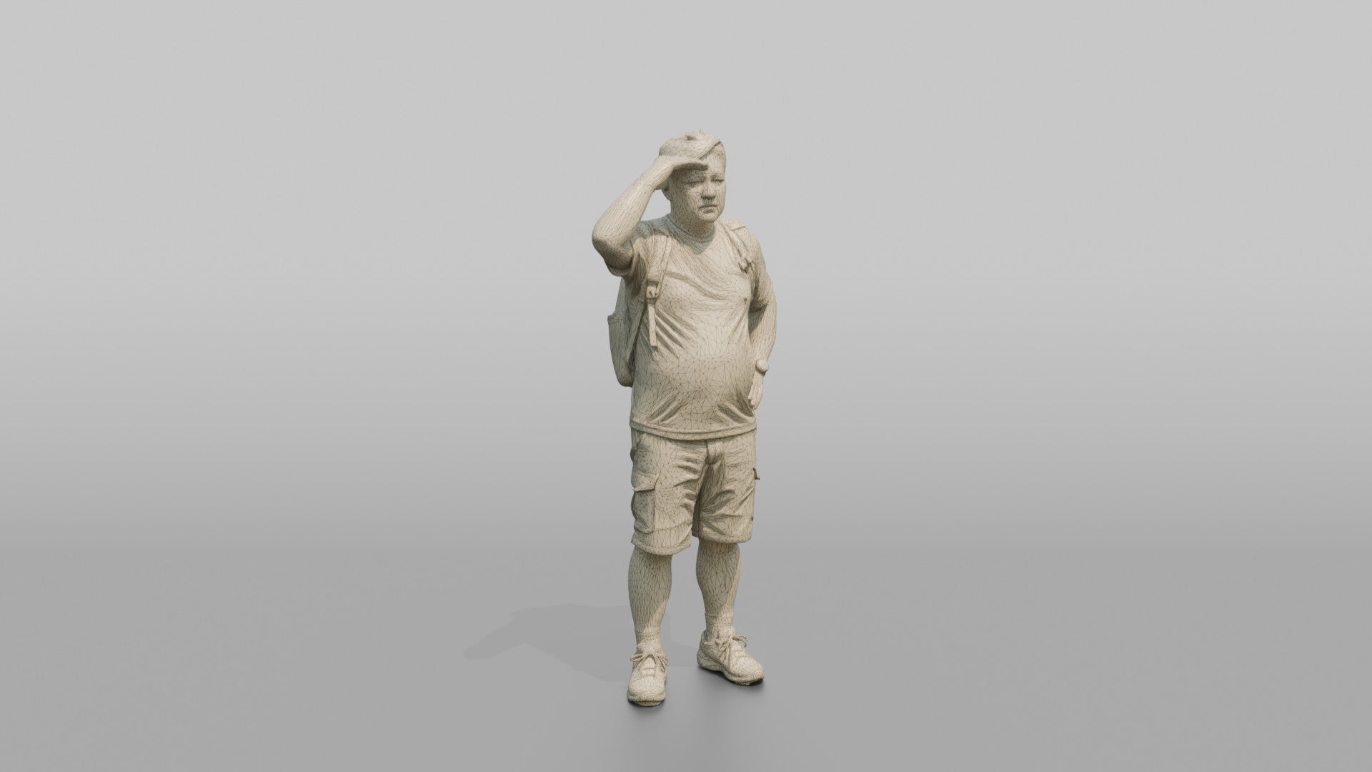 Hiker Shielding His Eyes from the Sun