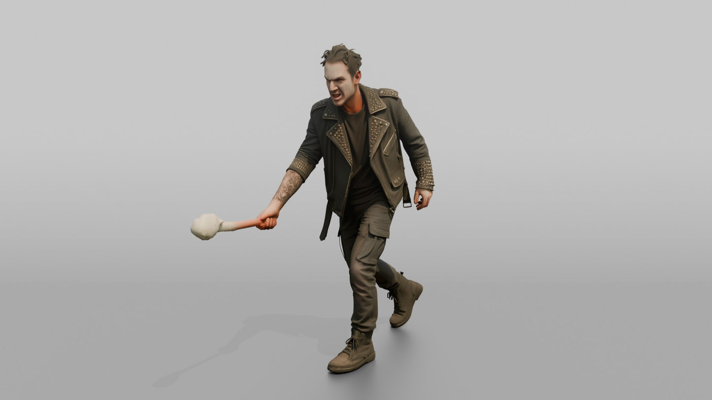 Protester Man Swinging a Padded Bat