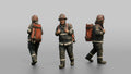 Firefighter Woman Carrying a Large Water Pump Bag