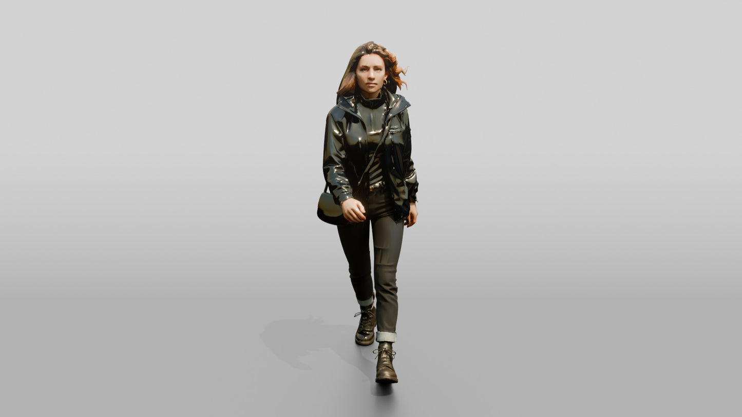Caucasian Woman in Technical Winter Jacket