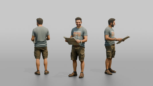 Vacationer Wearing Vintage Graphic Tee - 3D character model