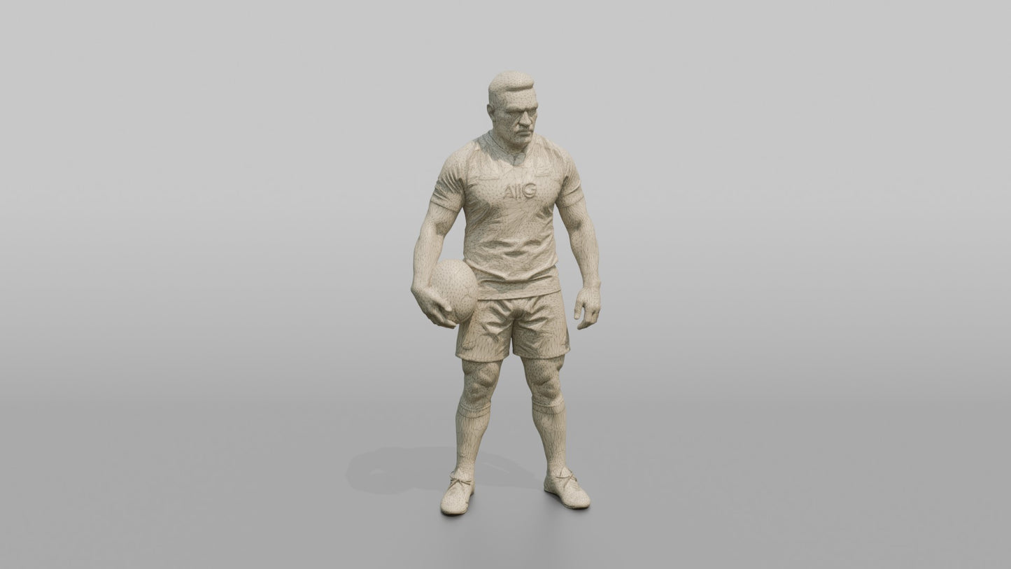 Maori Player Holding the Ball with a Menacing Stare