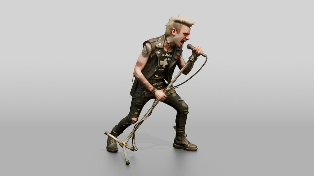Punk Singer Screaming into Microphone