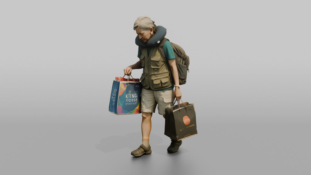 Traveler Browsing Duty-Free Shopping Bags