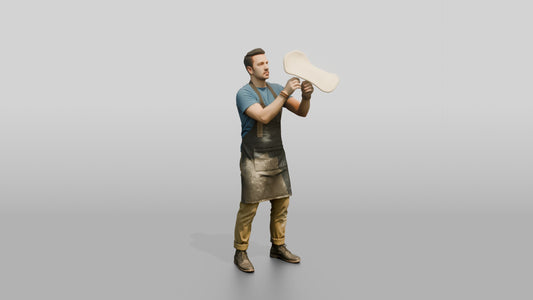 Pizza Chef Spinning Dough - 3D character model, view 1