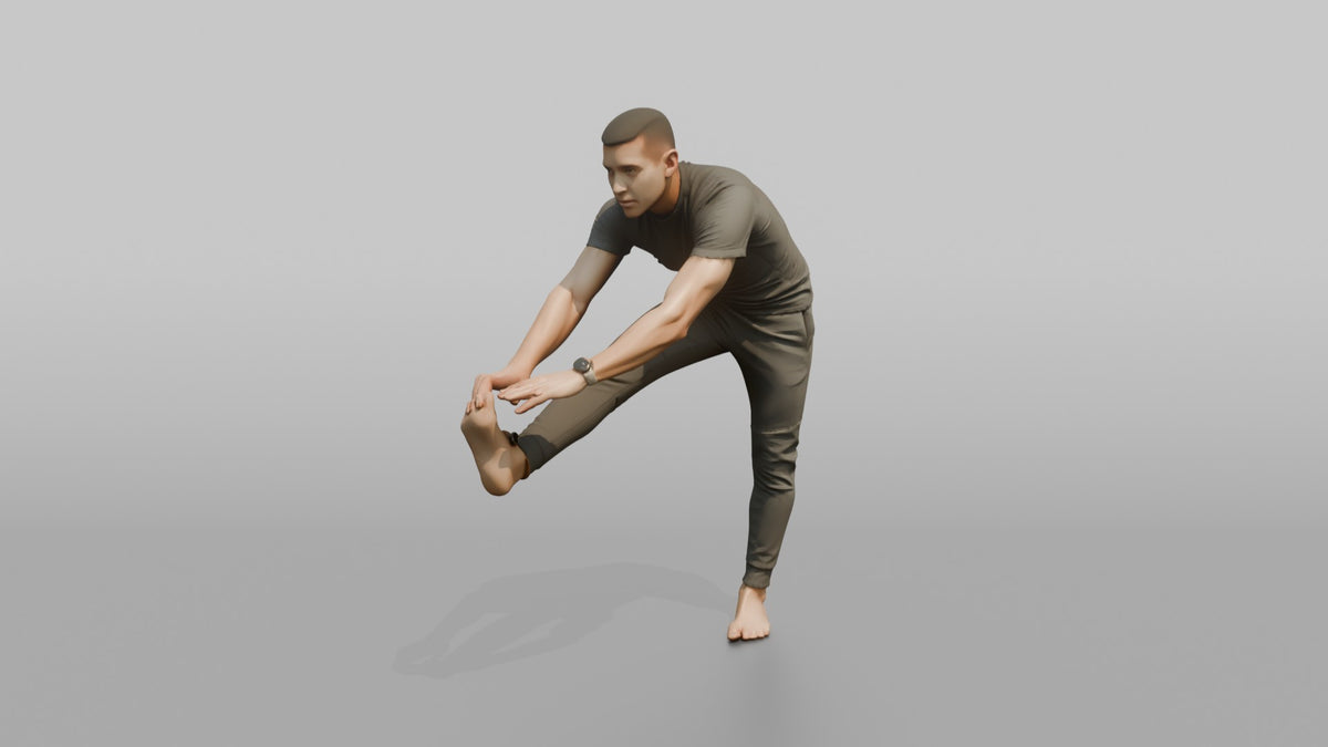 Fitness Influencer Man Holding A Standing Hamstring Stretch - 3D character model, view 5