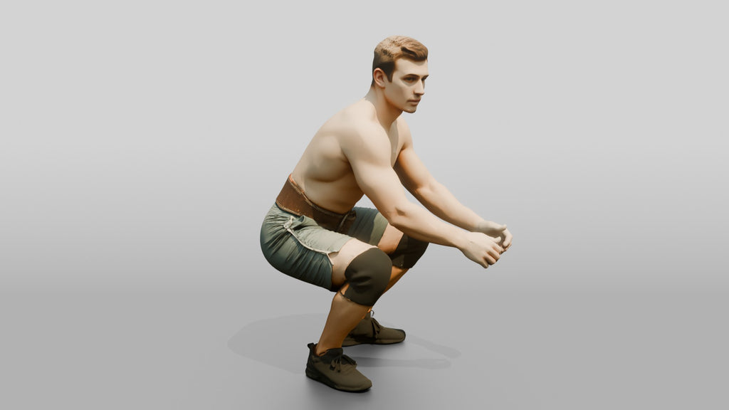 Man Squatting with Chalk and Belt