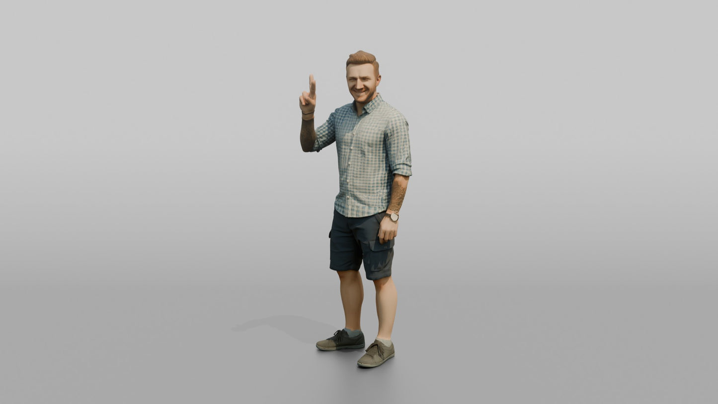 Vacationer Wearing Checkered Short Sleeve Shirt