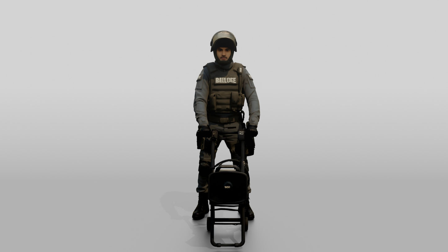 Riot Police Officer with Equipment