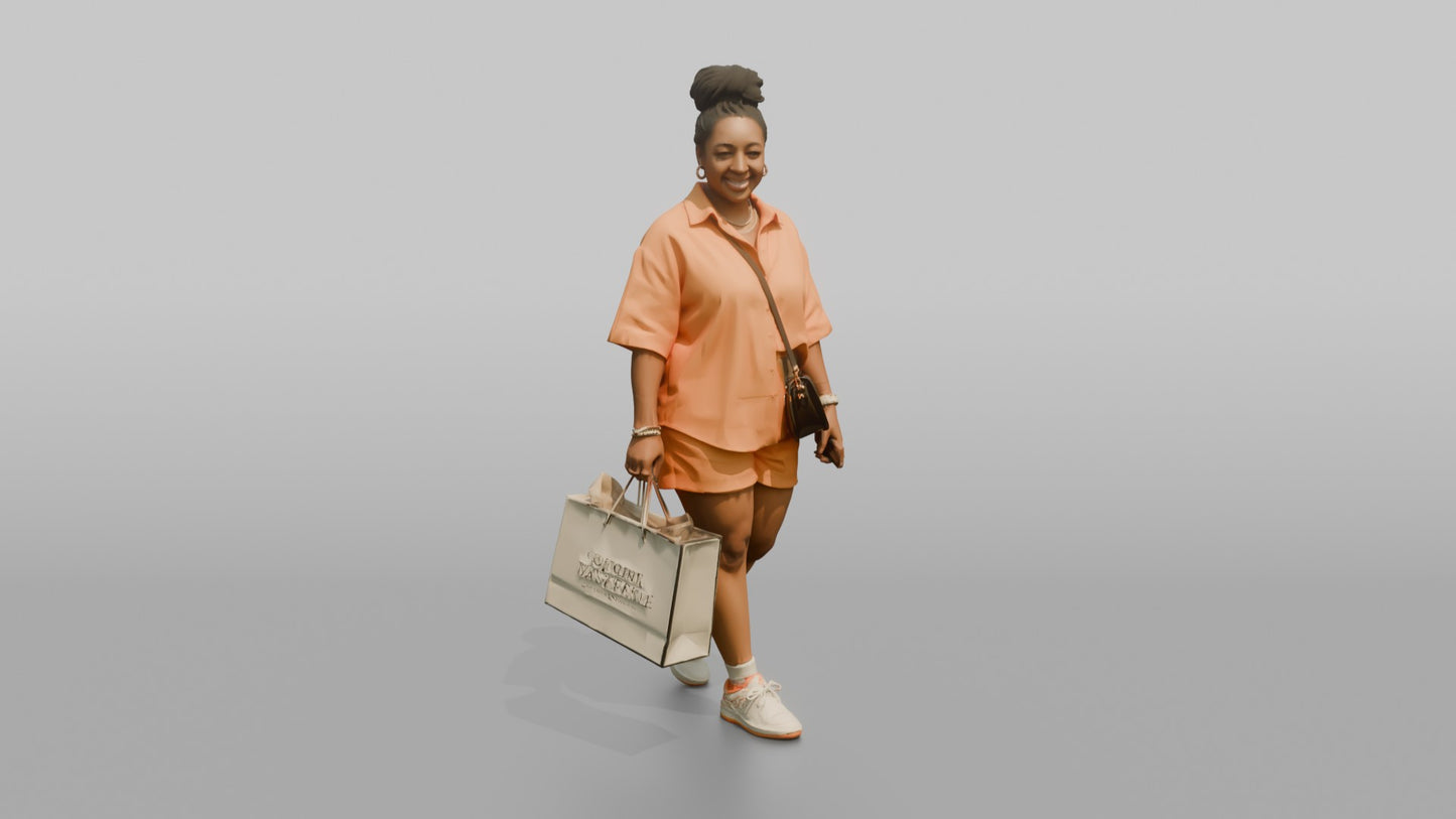 Vacationer Wearing Bright Orange Co Ord Shorts Set
