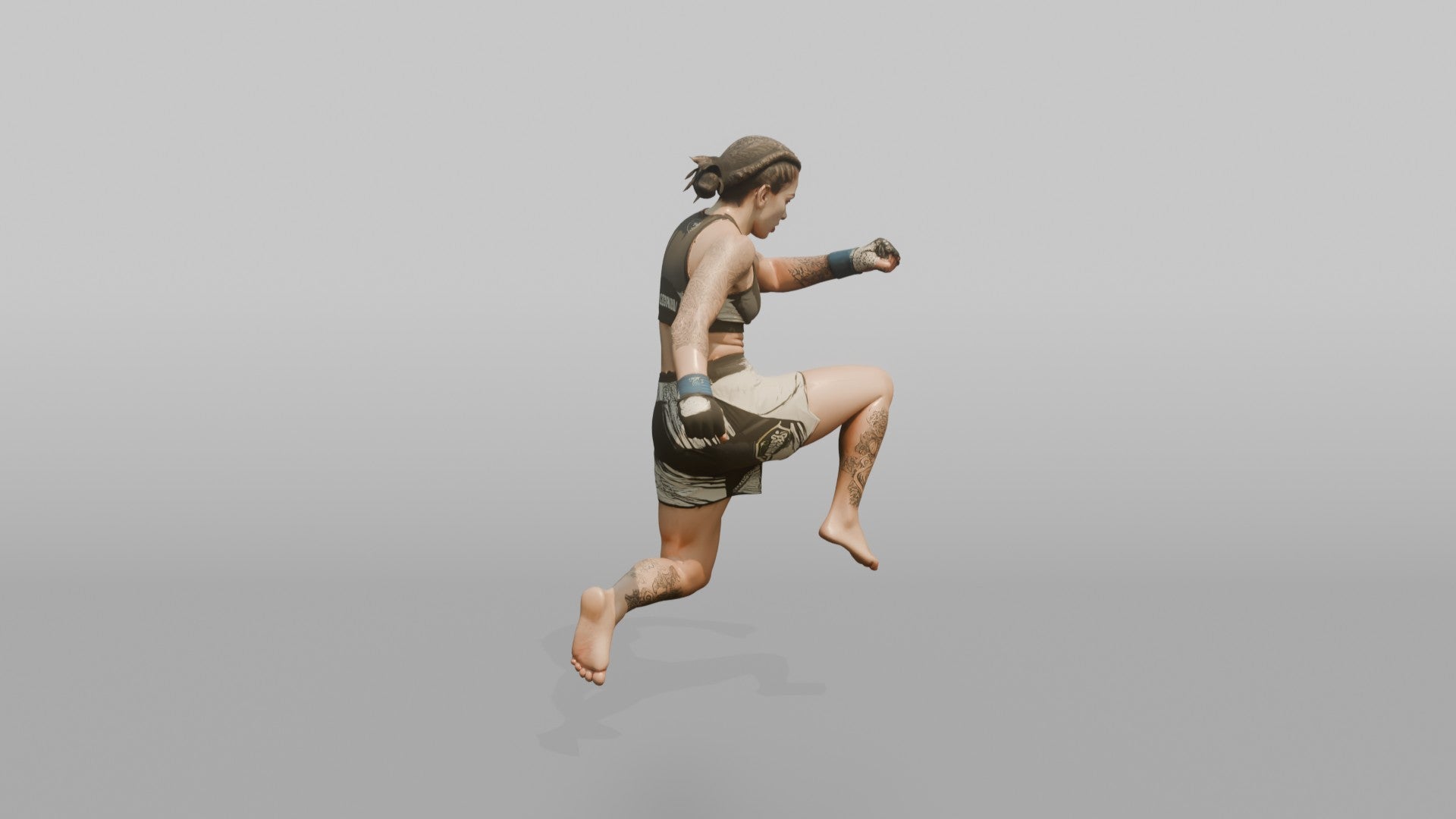 MMA Fighter Dynamic Flying Knee Strike