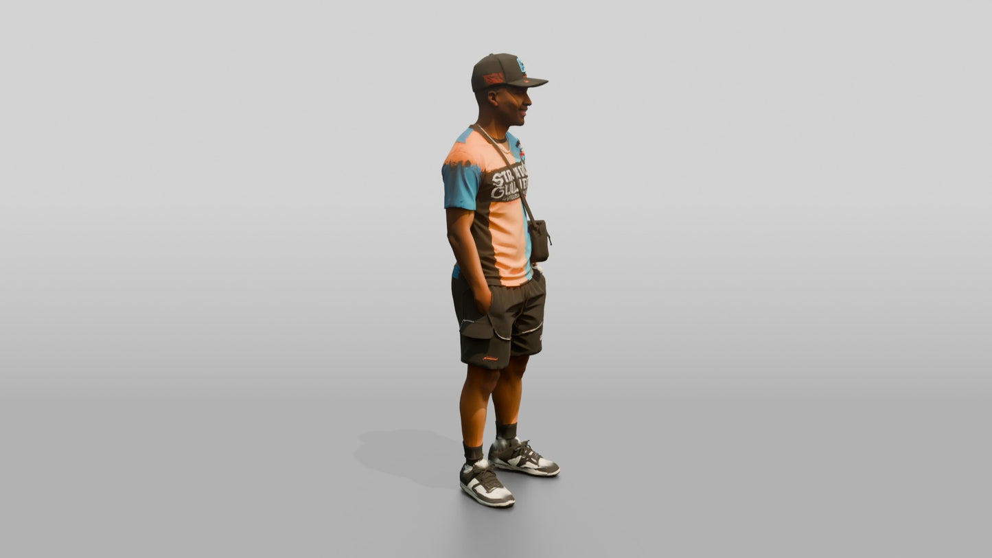 African-American Man in Streetwear Graphic Tee