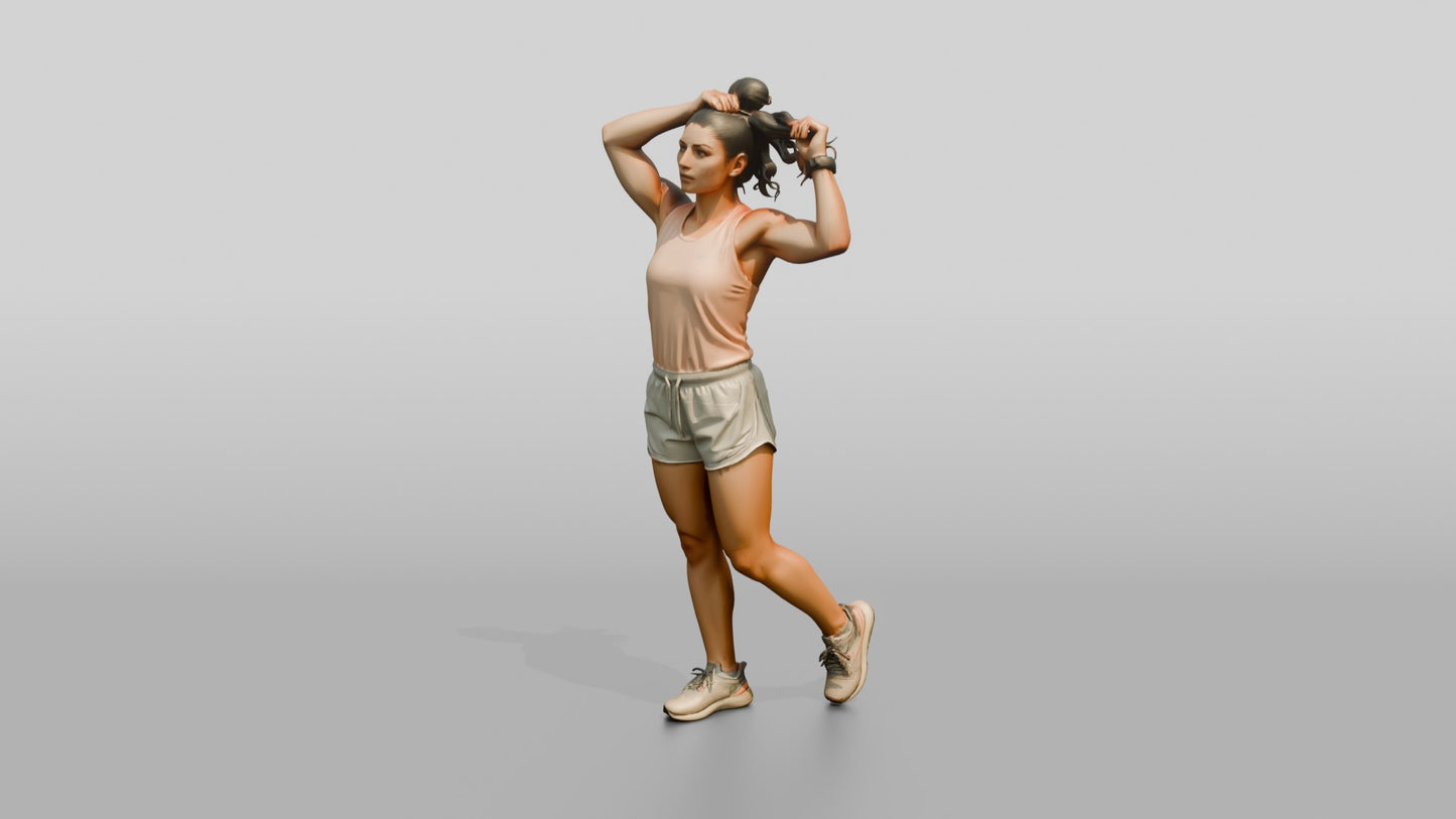 Athletic Greek Woman Tying Her Hair Back