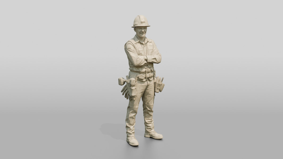 Construction Worker Man 78 - wireframe topology preview