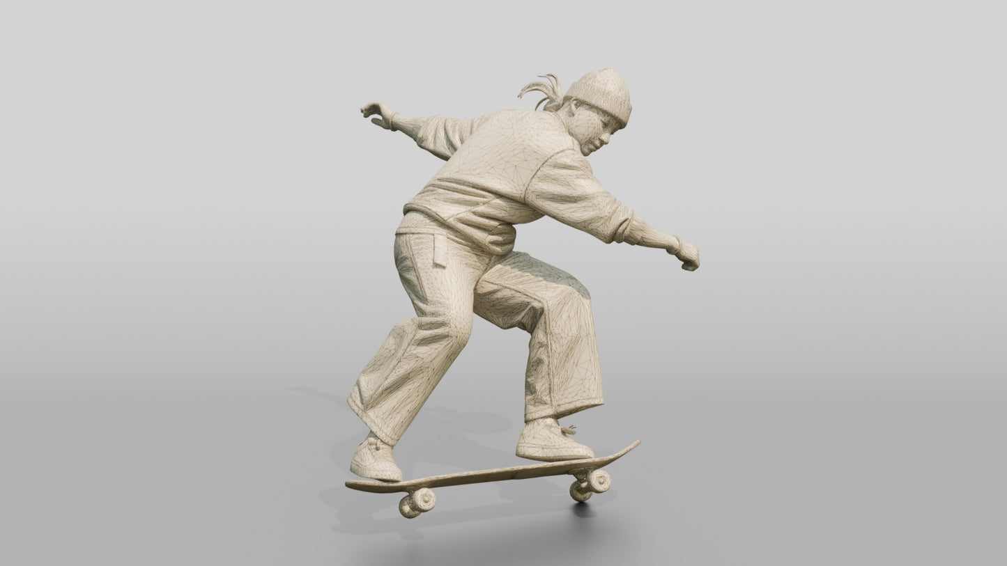 Skateboarder Woman Mid-Trick
