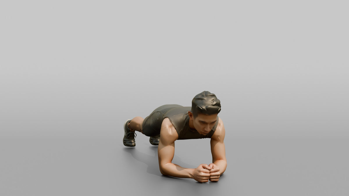 Fitness Influencer Man Holding A Plank Position - 3D character model, view 5