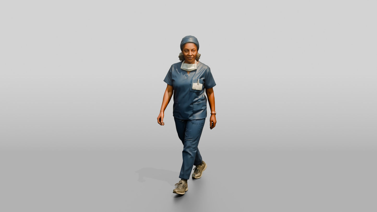 Older Black Woman Doctor Walking