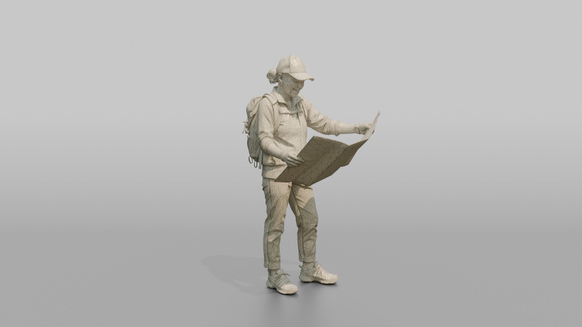 Hiker Holding a Folding Map Open