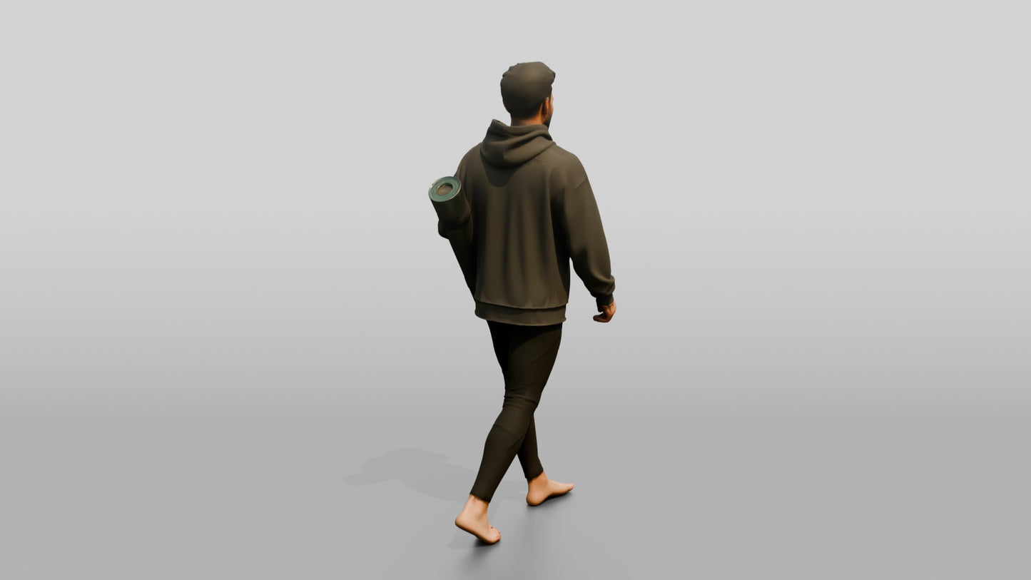 Walking Man with Yoga Mat