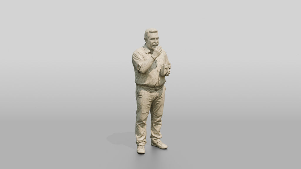 Plus-Size Middle-Aged Persian Man Eating a Snack