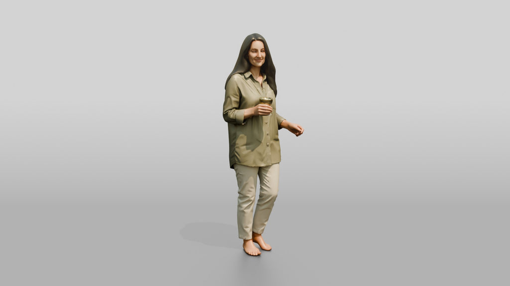 Woman Holding a Bottle in Olive