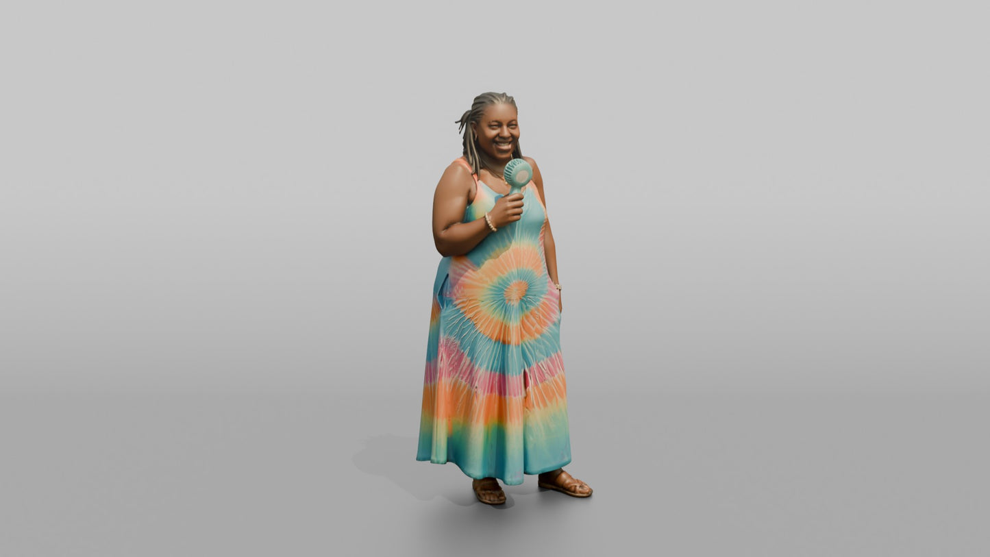 Vacationer Wearing Tie Dye Summer Maxi Dress