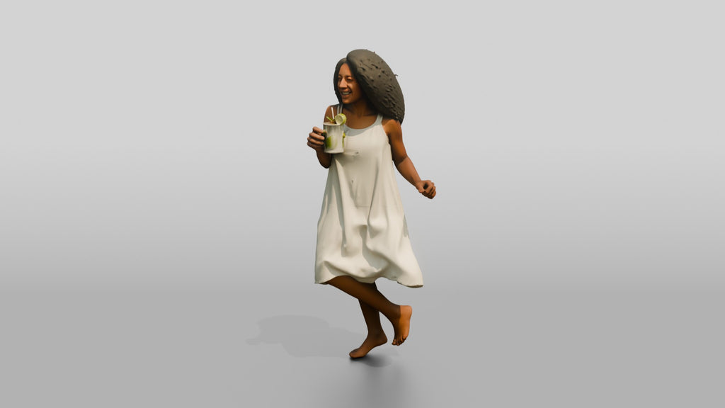 Woman Dancing in a White Dress