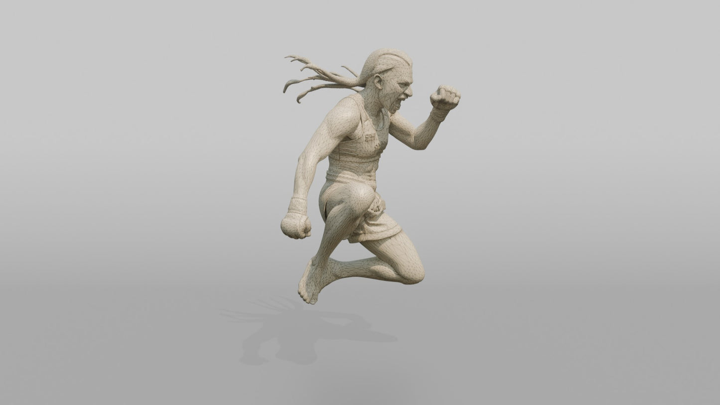 MMA Fighter Aggressive Flying Knee
