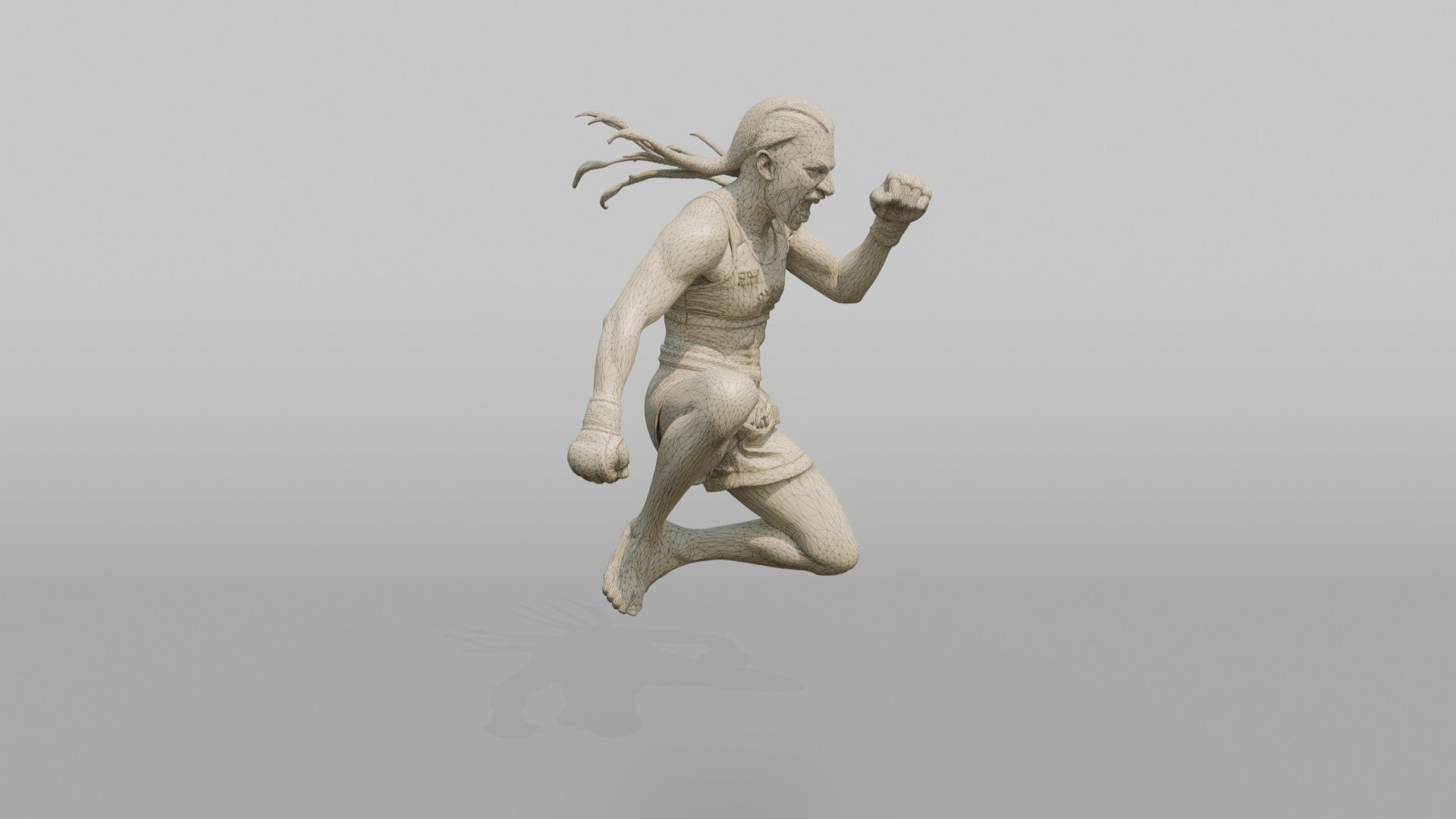 MMA Fighter Aggressive Flying Knee
