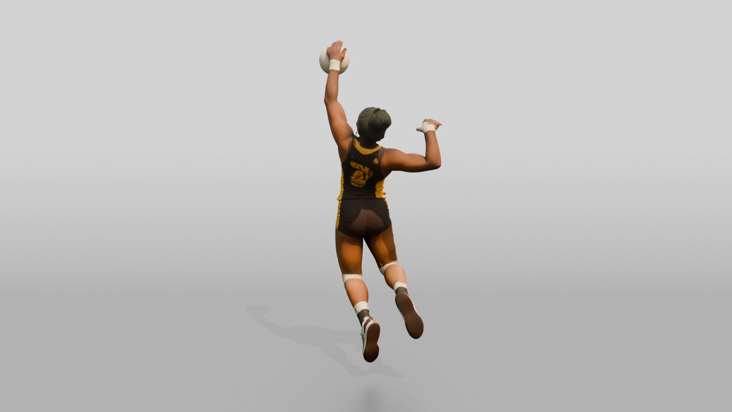 Black Female Volleyball Player in Maroon and Gold Jersey