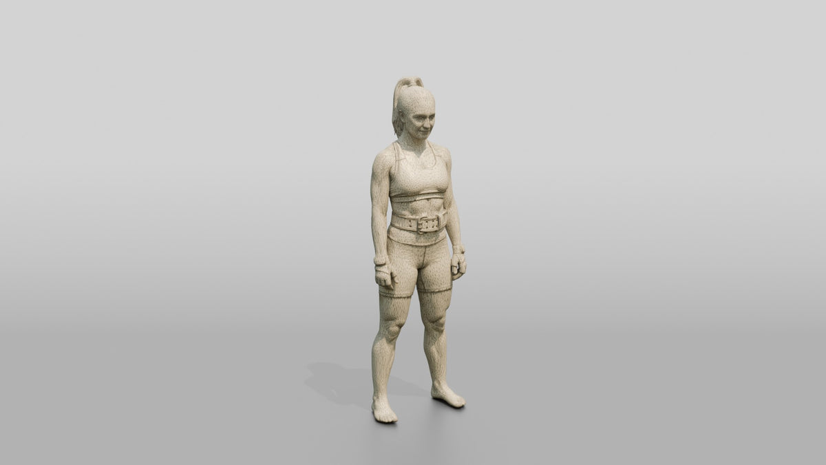 Woman Standing with Lifting Belt - wireframe topology preview