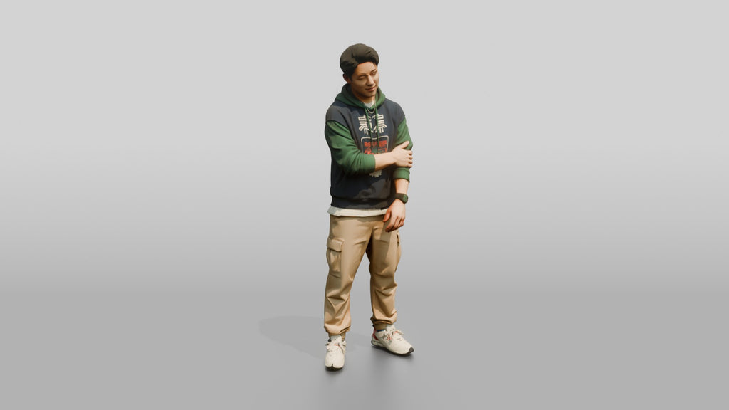 Asian Man Leaning with Arms Folded