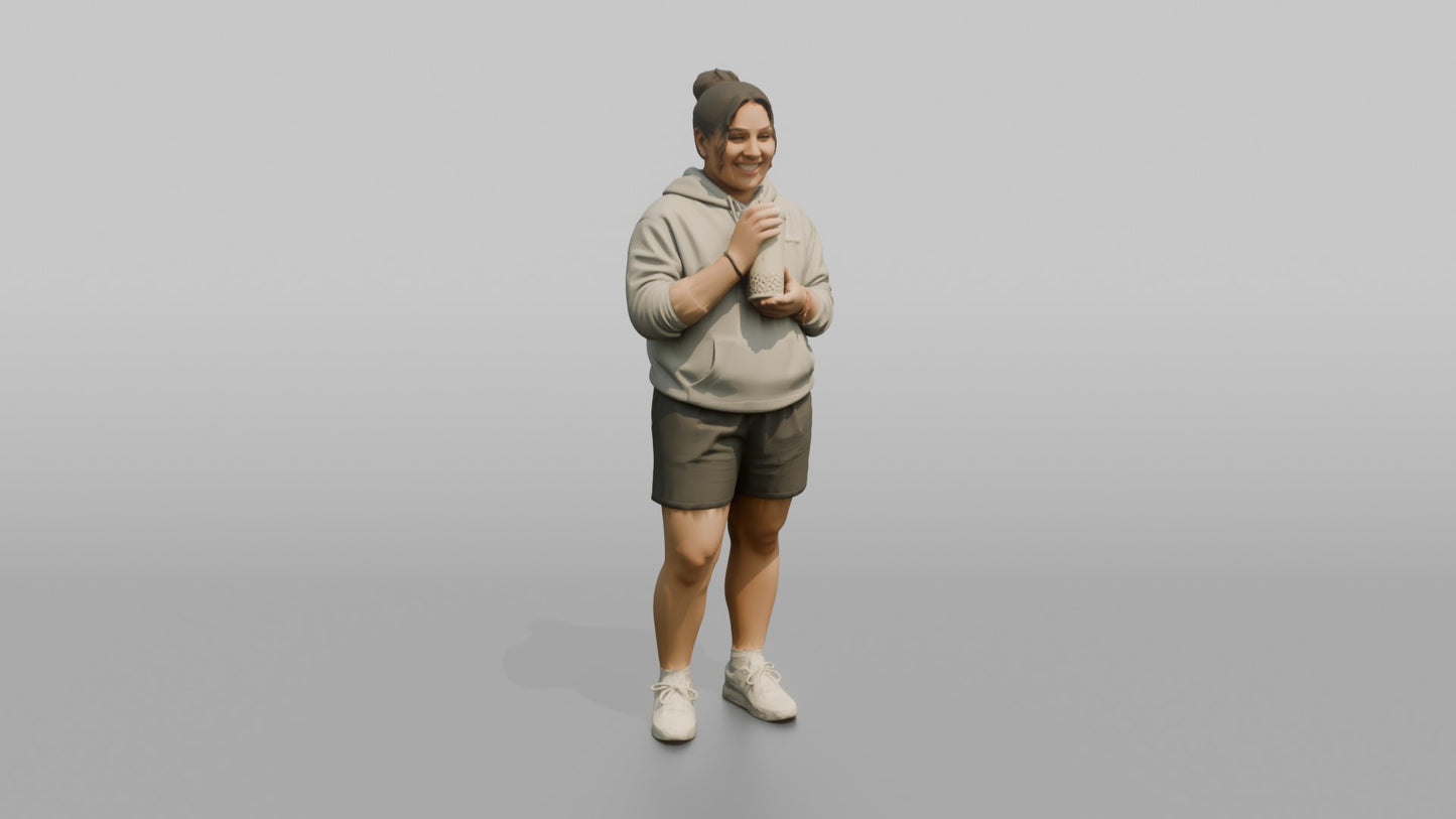 Vacationer Wearing Comfortable Hoodie And Sweatshorts