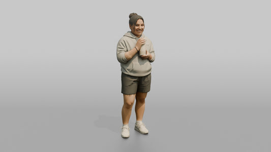 Vacationer Wearing Comfortable Hoodie And Sweatshorts - 3D character model, view 1