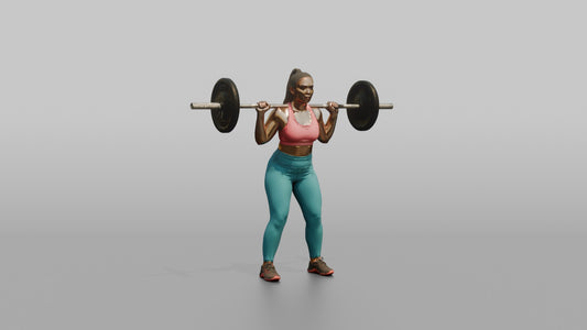 Weightlifter Woman Resting A Barbell On The Upper Back Before A Squat - 3D character model
