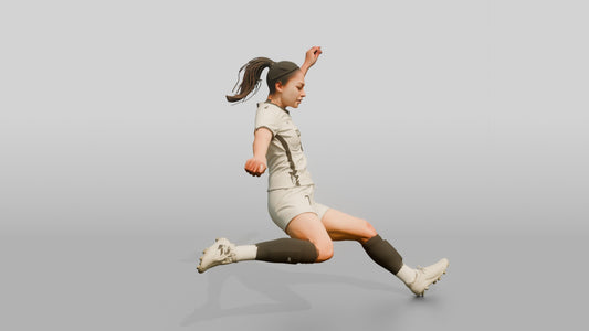 Soccer Player Clearance Kick - 3D character model, view 1