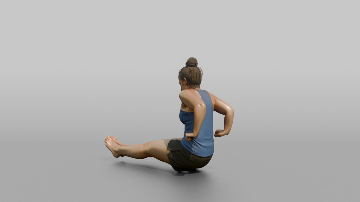 Bodyweight Athlete Woman Mid-rep Of A Tricep Dip - 3D character model, view 4