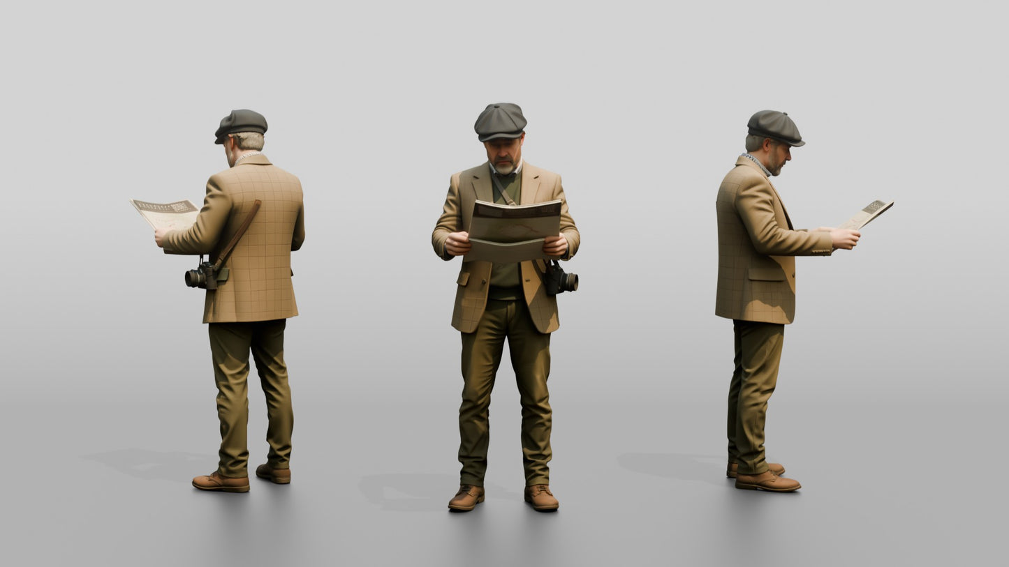 Man in Tweed Jacket with Camera