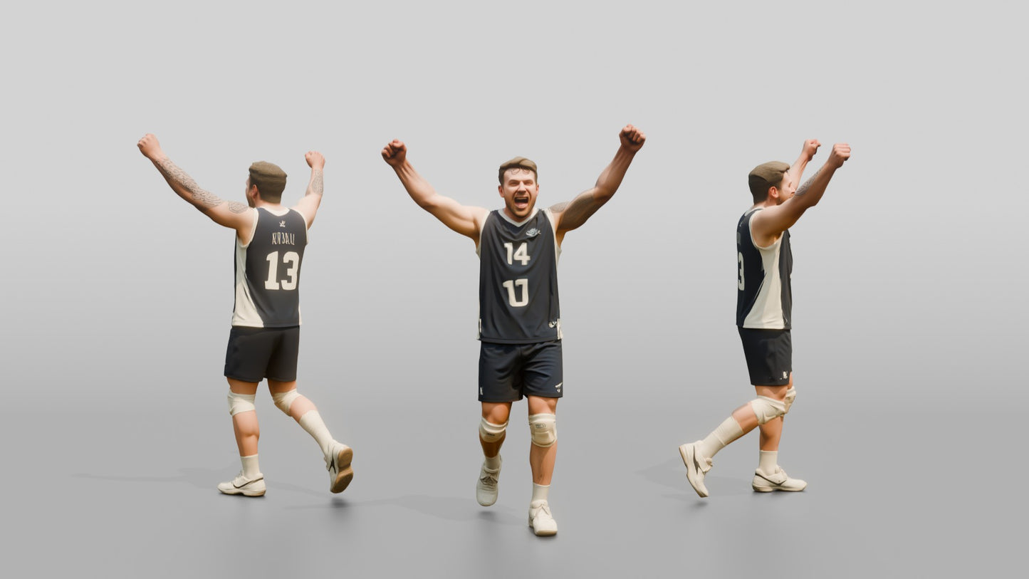 Caucasian Male Volleyball Player in Navy Blue Jersey