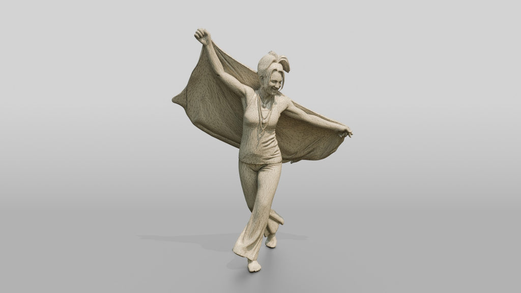 Tie-Dye Dancer with a Flowing Shawl