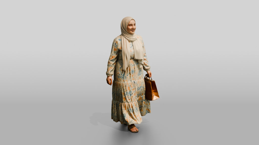 Plus-Size Young Iraqi Woman in Hijab and Maxi Dress