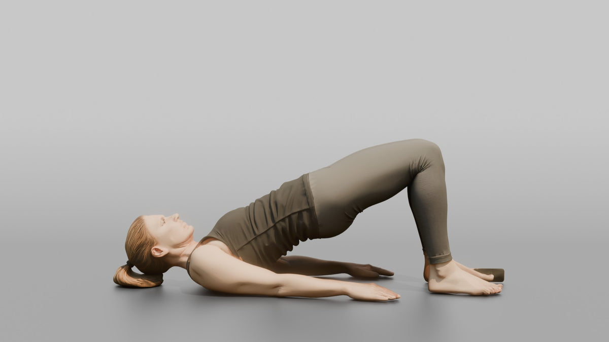 Bodyweight Athlete Woman At The Top Of A Glute Bridge - 3D character model, view 5