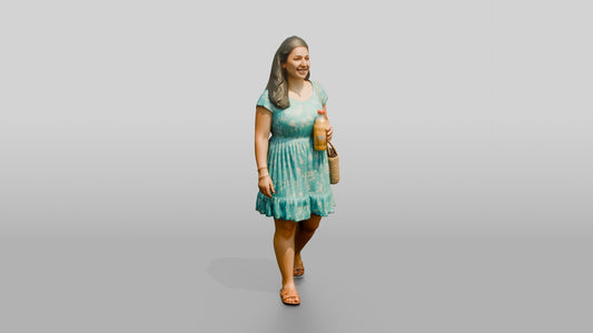 Plus-Size Greek Young Woman Holding a Cold Soda - 3D character model, view 1